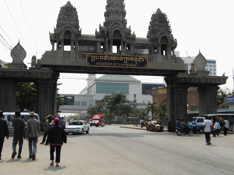 An undated photo of the border crossing to Thailand in Poipet, Cambodia.