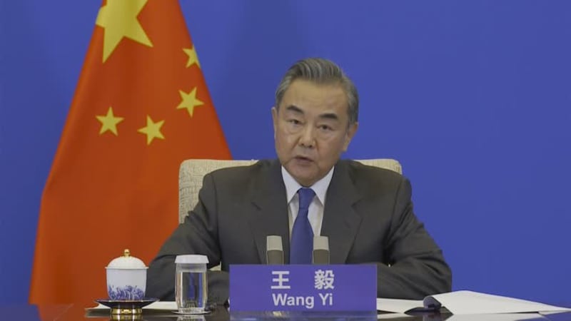 中国外交部长王毅。(路透社视频截图)