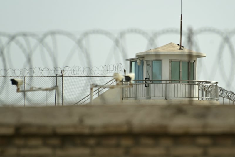 A view of a watchtower of an alleged detention facility in Artux in Kizilsu Prefecture in China's northwestern Xinjiang region on July 19, 2023.